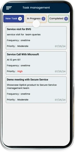 Optick field workforce app screen